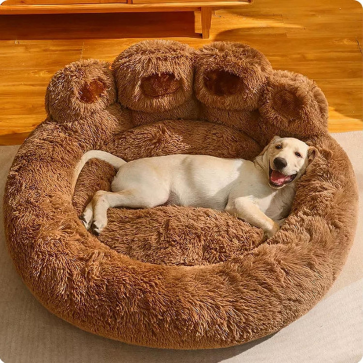 19.68" Upgraded Soothing Paw Dog Bed, Dog Bed with Standing Paws, Dog Bed Cat Pet Sofa Cute Bear Paw Shape Cozy Cozy Pet Sleeping Bed (Coffee)