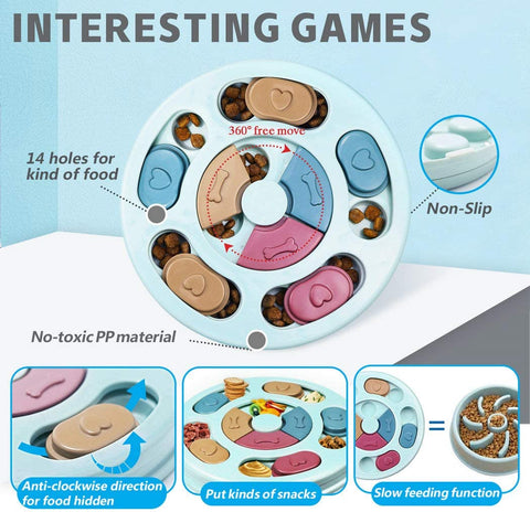 Interactive Dog Puzzle Toys - Mentally Stimulating Treat Dispenser for Training Small, Medium & Large Dogs