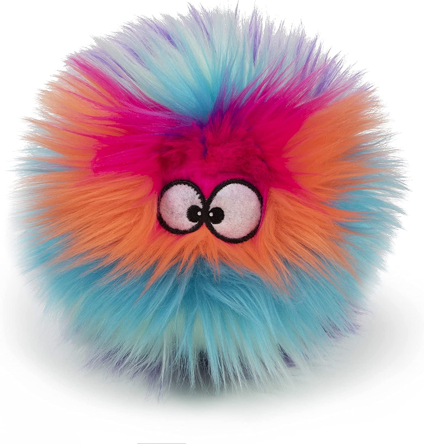 Furballz Squeaky Plush Ball Dog Toy, Chew Guard Technology - Rainbow, Large