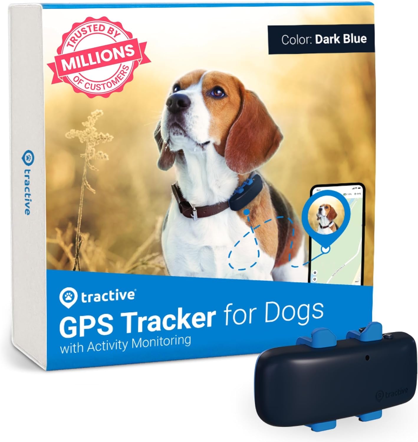 GPS Tracker & Health Monitoring for Dogs - Market Leading Pet GPS Location Tracker, Wellness & Escape Alerts, Waterproof, Works with Any Collar (White)