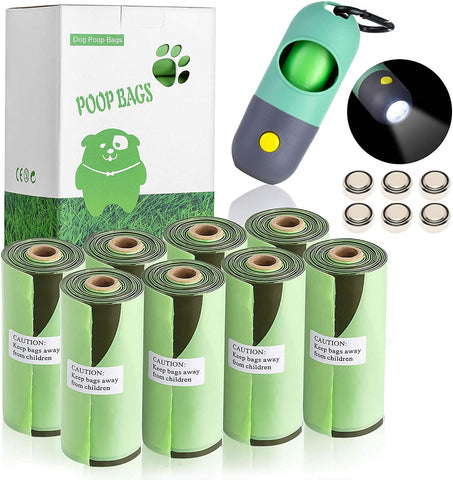 Liphontcta Dog Poop Bag Dispenser with Flashlight, Leak-Proof, Extra Thick Strong Bags, 120 Count