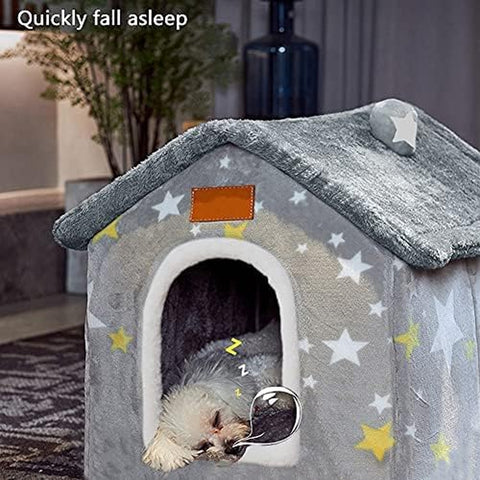 Dog House Indoor, Foldable Dog House Kennel Bed Mat with Cushion for Small Medium Large Dogs Cats, Winter Warm Cat Nest Puppy Cave Sofa Pet Products (Large)