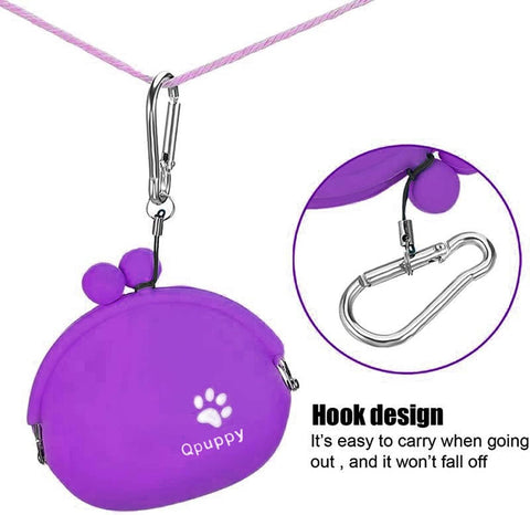 Ordinary Dog Treat Training Pouch Fashion Portable Small Dog Training Treat Pouch Treat Pouches for Pet Training Coin Purse Silicone Coin Pouch Key Case (Purple)