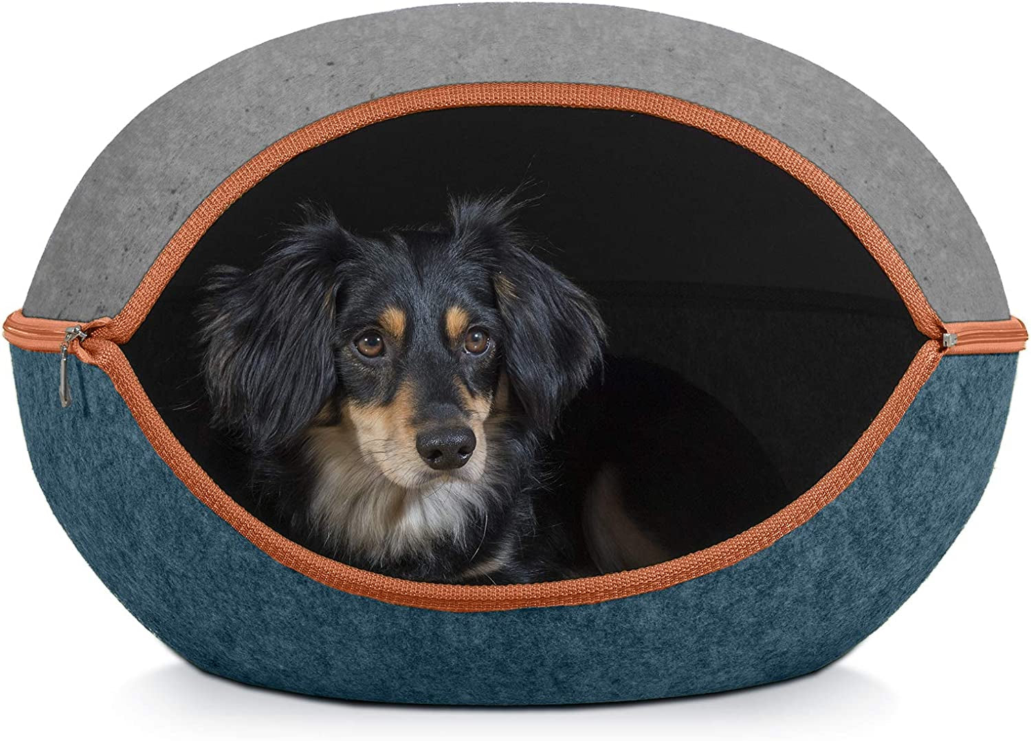 Pet House for Indoor Cats & Medium/Small Dogs, Collapsible & Foldable W/ Plush Ball Toy - Living Room Ottoman Cat Condo - Stormy Gray, Large