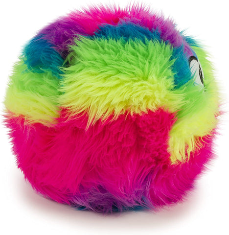 Furballz Squeaky Plush Ball Dog Toy, Chew Guard Technology - Rainbow, Large