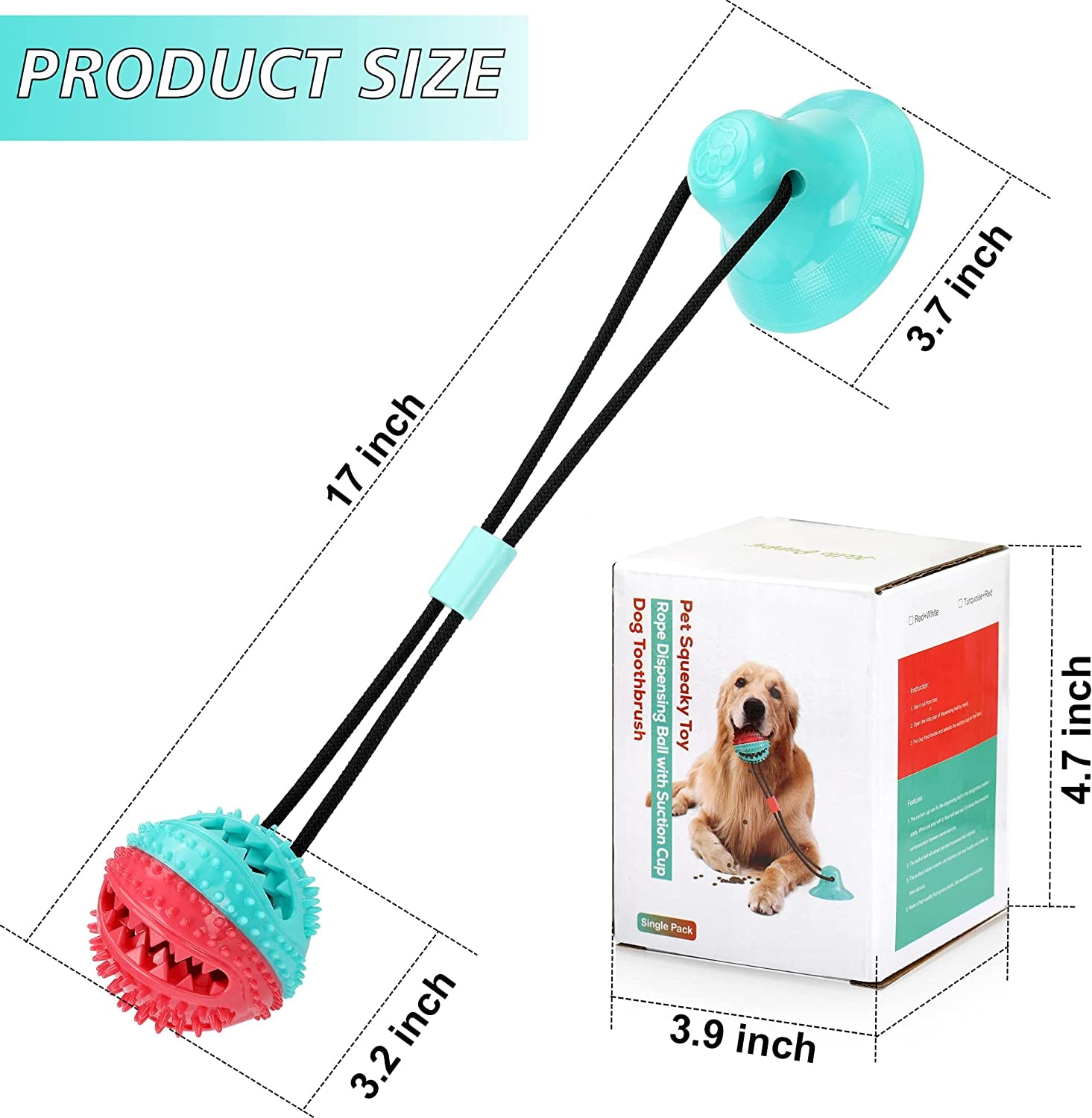 Interactive Dog Toys Tug of War, Mentally Stimulating Toys for Dogs, Puppy Teething Toys for Boredom, Dog Puzzle Treat Food Dispensing Ball Toy for Small Medium Dogs