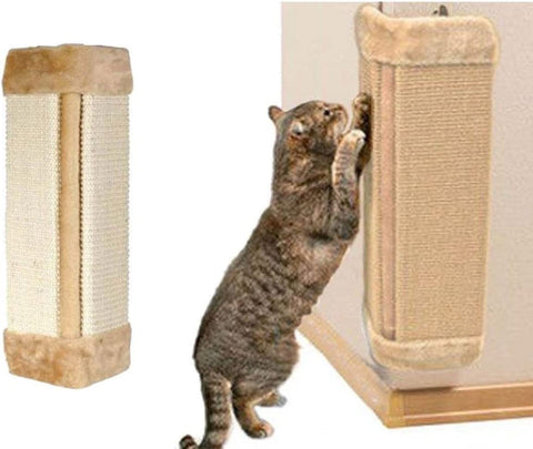 Wall Mounted Scratching Post, 20Inch Hanging Natural Sisal Cat Scratching Mat, Door Wall Protecting Corner with Wall Fixings (Khaki)