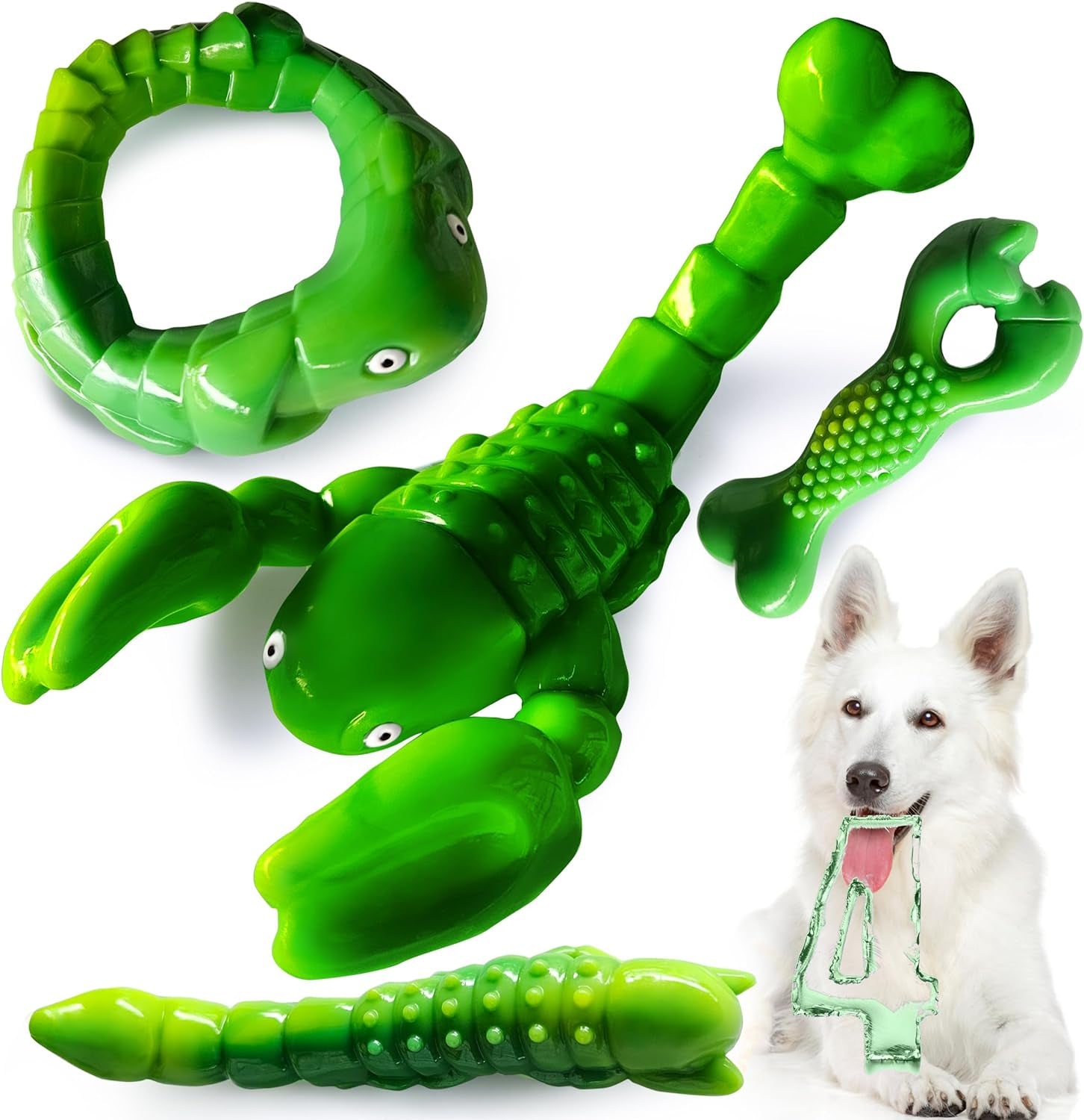 Chew Toy/Aggressive Chewers/Dog Chew Toys for Aggressive Chewers/Tough Dog Toy/Indestructible Dog Chew Toys/Durable Dog Bone for Medium/Large Dogs/Powerful Chewers/Bullymake Toys (Green)