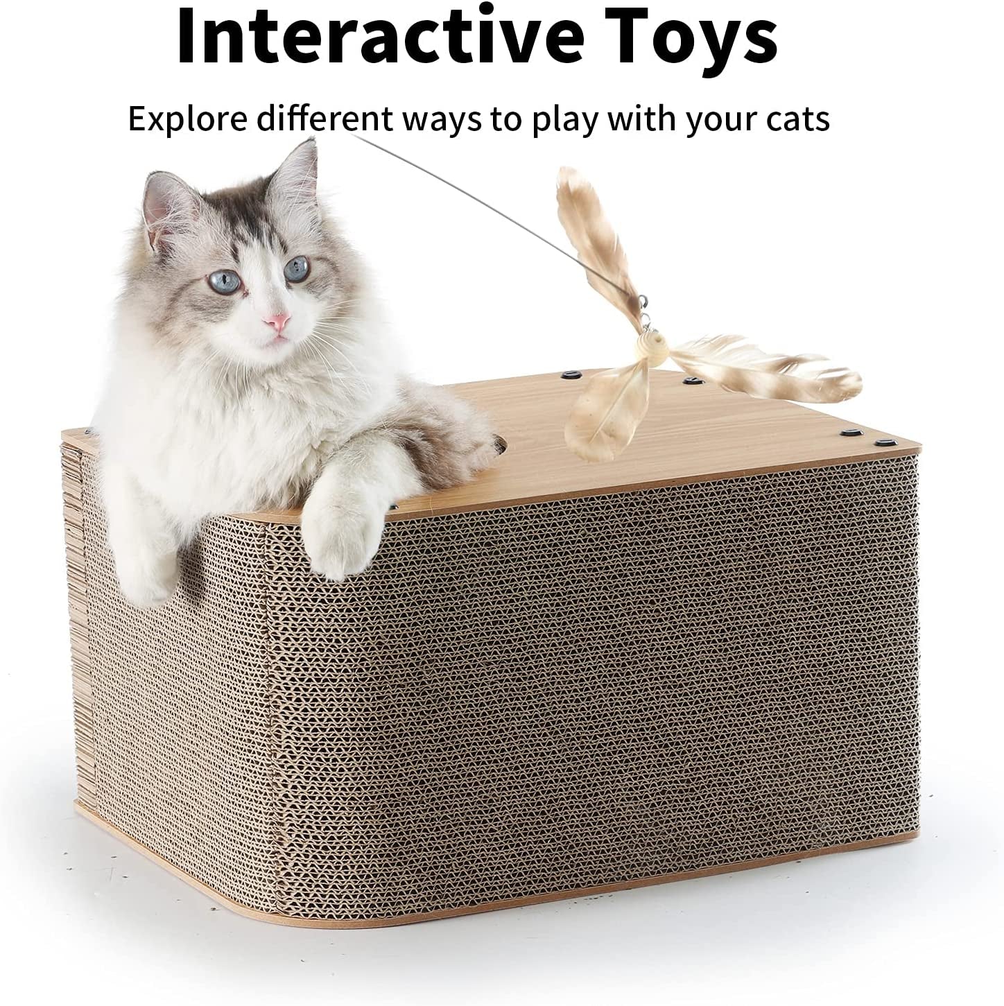 Cat Scratcher Lounge, 17.3 X 9.8 X 13.4 Inches Vertical and Horizontal Cardboard Cats House, Cat Scratching Post for Indoor Cats as Tunnel and Sofa