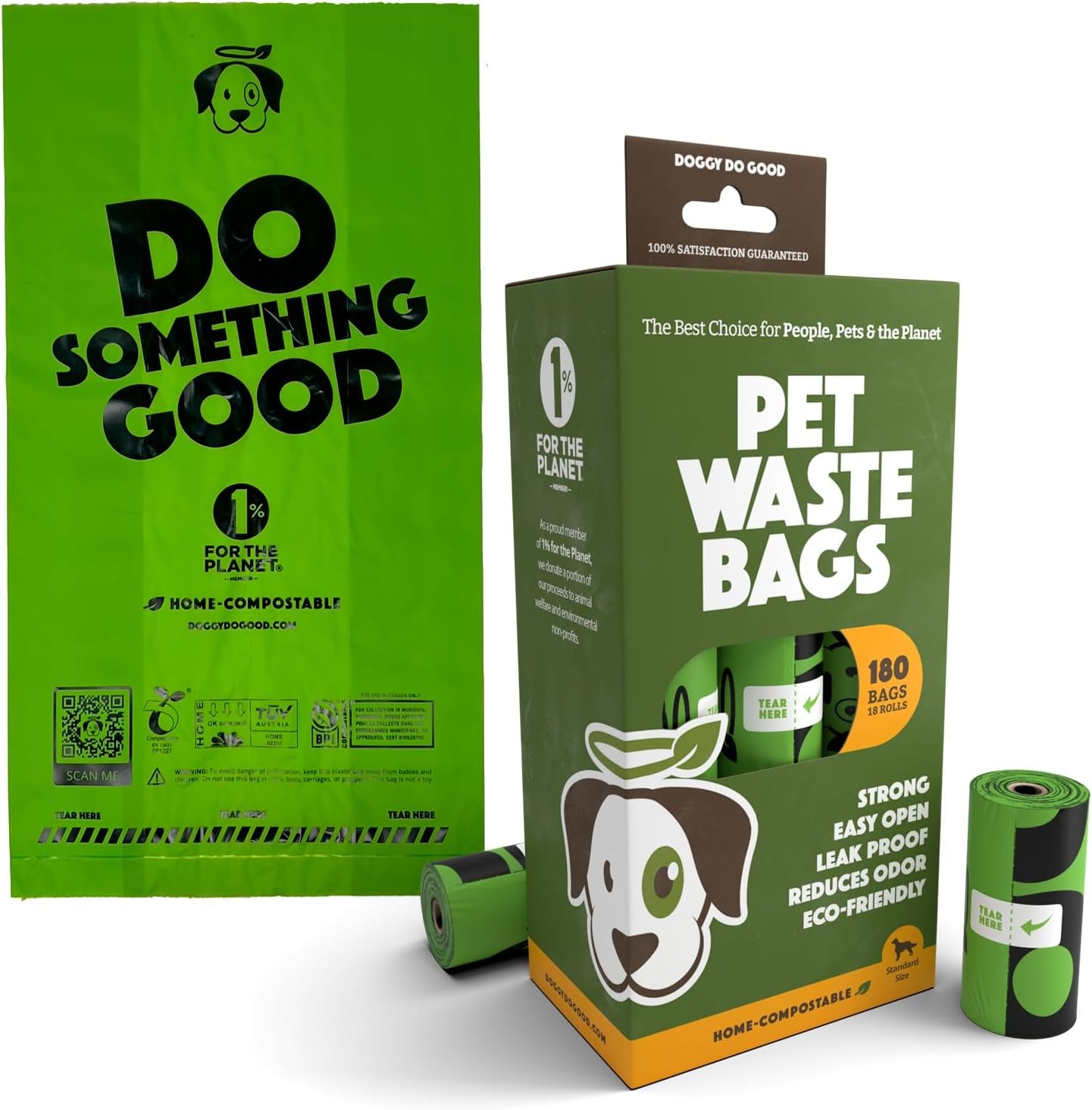 Poop Bags | Dog Waste Bags | Unscented, 38% Vegetable-Based, Thick & Leak Proof, Easy Open | Standard Size | 180 Count