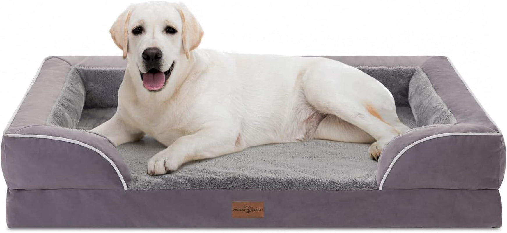 XXL Dog Bed, Waterproof Orthopedic Dog Bed, Jumbo Dog Bed for Extra Large Dogs, Durable PV Washable Dog Sofa Bed White, Large Dog Bed with Removable Cover with Zipper