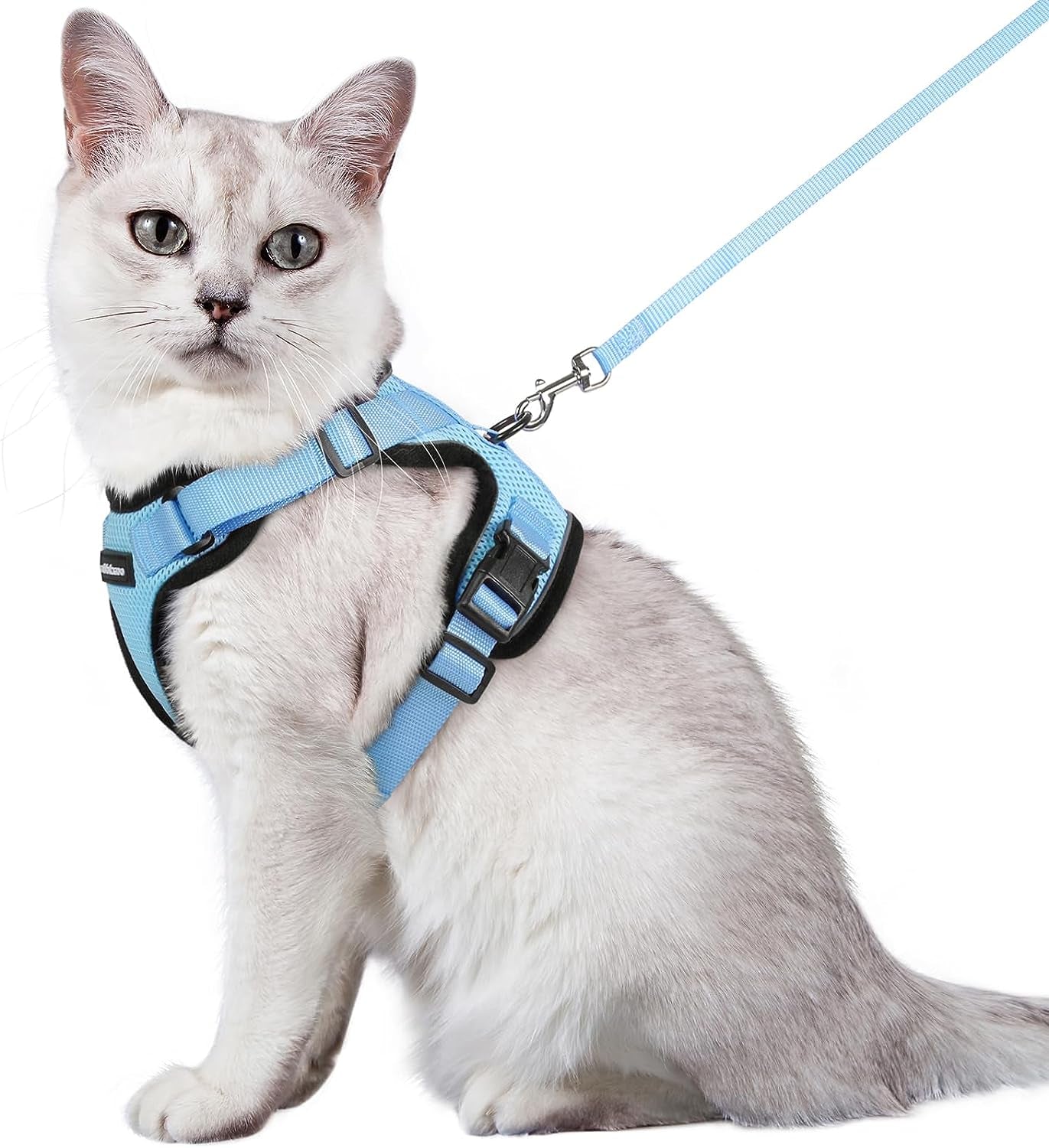 Cat Harness and Leash for Walking, Escape Proof Soft Adjustable Vest Harnesses for Cats, Easy Control Breathable Reflective Strips Jacket, Black, S