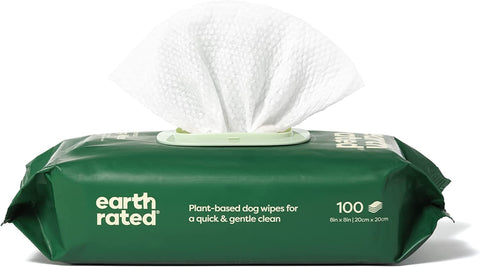 Plant Based Dog Wipes - Cleaning and Odor-Controlling Grooming Wipes for Paws, Body, and Butt - Perfect for Puppy and Adult Dogs - Unscented - 100 Count