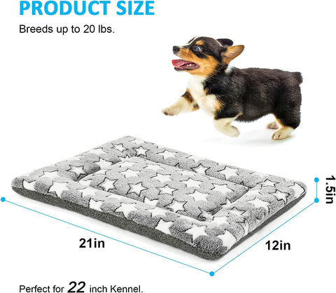 Dog Bed Mat, Reversible Crate Pad for Medium Small Dogs, Machine Washable, Portable and Soft Pet Bed Pad/Mat for 22-Inch Kennel