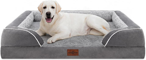 XXL Dog Bed, Waterproof Orthopedic Dog Bed, Jumbo Dog Bed for Extra Large Dogs, Durable PV Washable Dog Sofa Bed White, Large Dog Bed with Removable Cover with Zipper