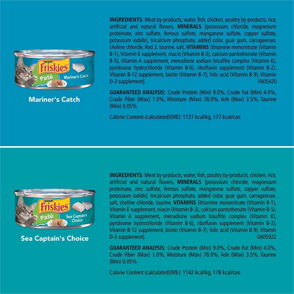 Purina  Pate Wet Cat Food for Adult Cats & Kittens, Seafood Favorites Variety Pack, 5.5 Oz Cans (32 Pack)