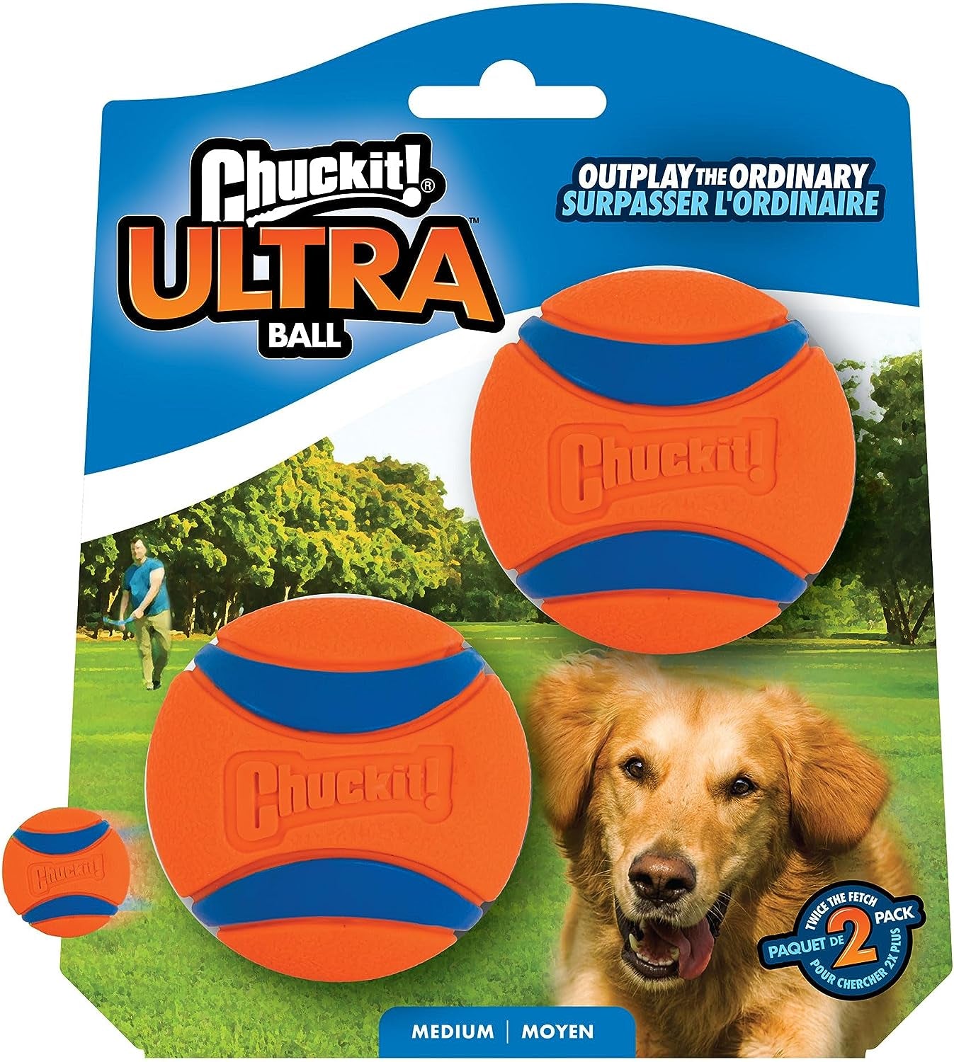 Ultra Ball Dog Toy, Medium (2.5 Inch Diameter) Pack of 2, for Breeds 20-60 Lbs