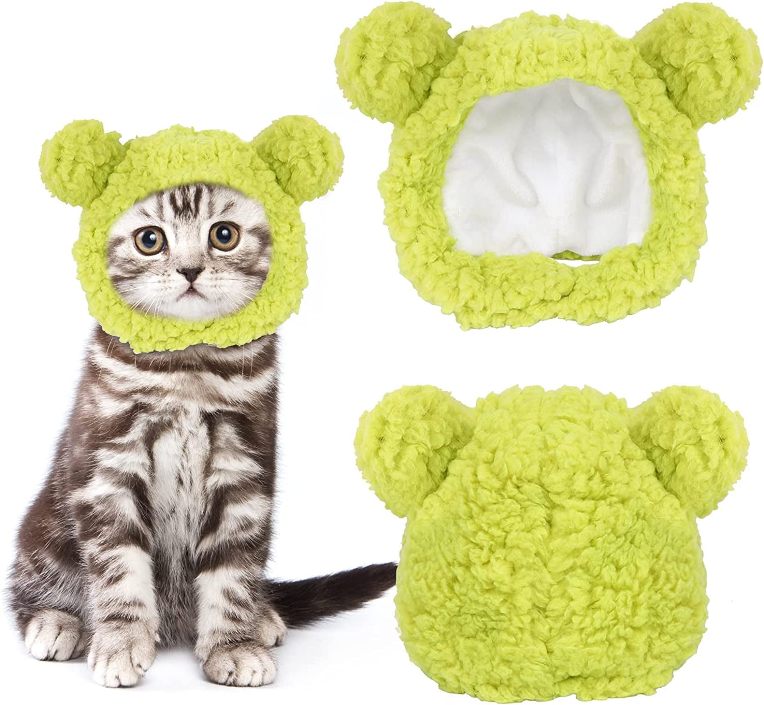 Cute Cat Costume Warm Bear Hat for Cat Adjustable Soft Small Pet Headwear Bear Hat for Cat Puppy Dog (Brown)