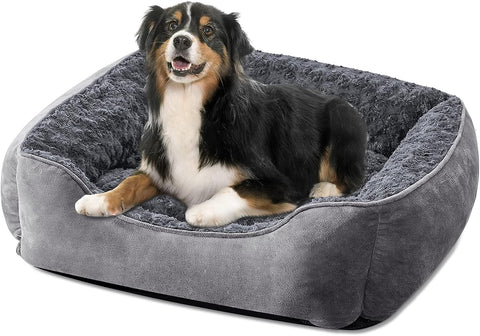 Rectangle Dog Bed for Large Medium Small Dogs Machine Washable Sleeping Sofa Non-Slip Bottom Breathable Soft Puppy Bed Durable Orthopedic Calming Pet Cuddler, Multiple Size, Beige