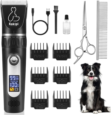 Dog Grooming Kit with Led Display, Heavy Duty Pet Grooming, Upgrade Motor, Clippers Low Noise, USB Rechargeable Cordless Small & Large Dogs Cats