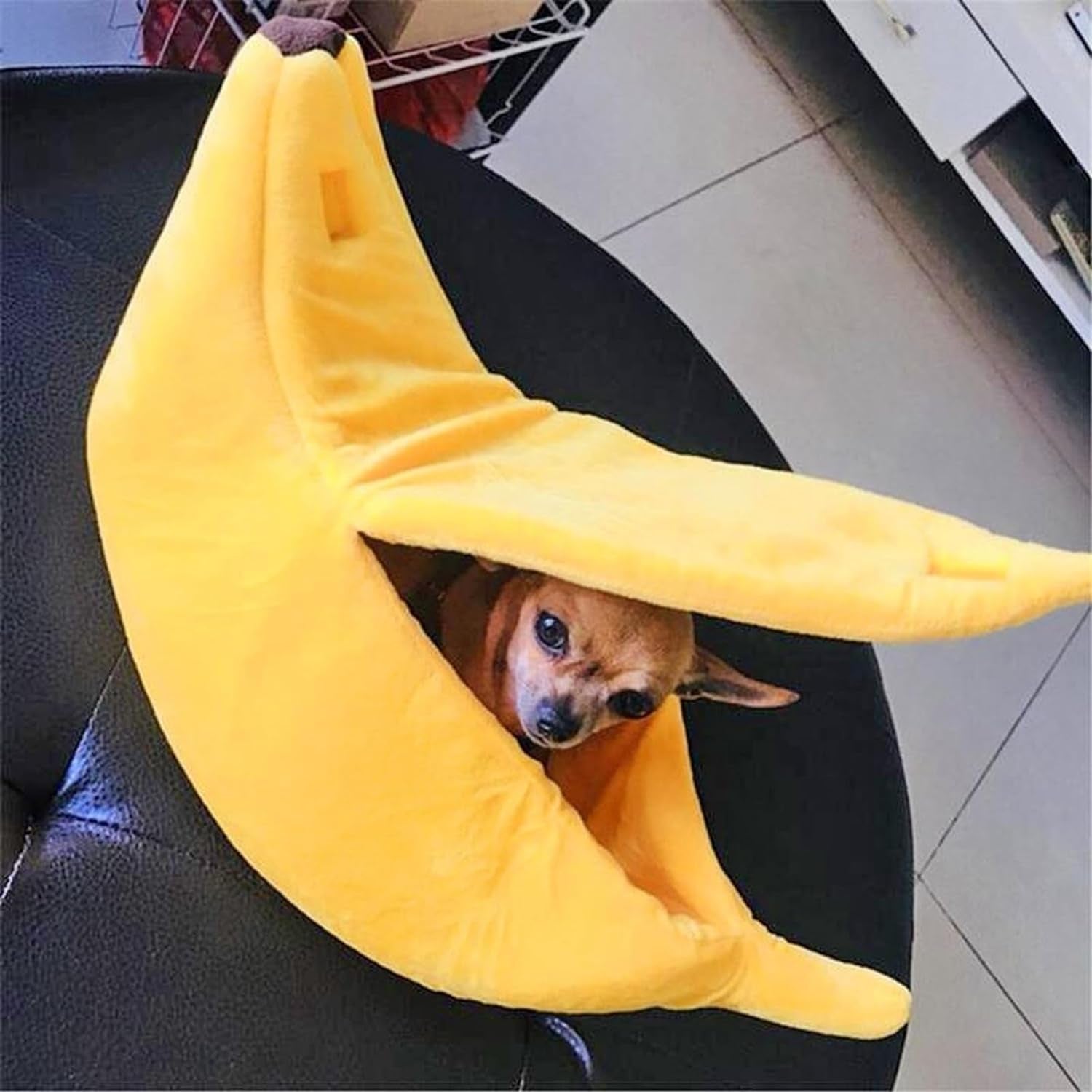 Warming Creative Banana Shape Pet Dog Cats Soft Winter Puppy Kitten Warm House Bed