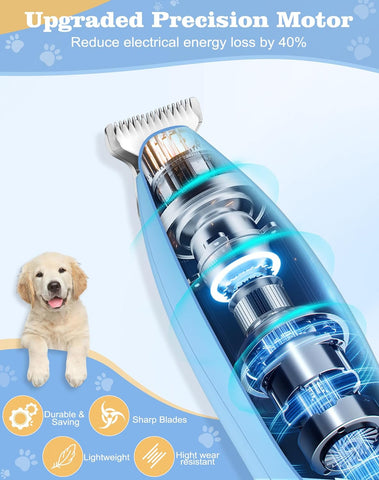 Dog Grooming Clippers, Upgraded Cordless Dog Paw Trimmer with Stainless Widening Blade, Low Noise Pet Shaver for Grooming Hair of Small Areas around Cat'S Eyes, Face, Ears, Paws (Blue)