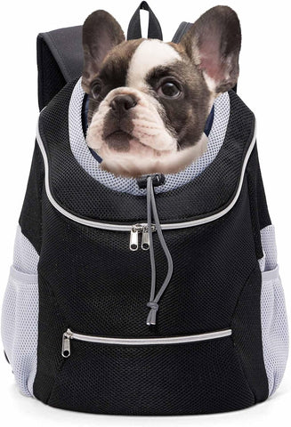 Small Dog Carrier Backpack Pet Dog Carrier Front Pack Breathable Head Out Reflective Safe Warm Doggie Carrier Backpack for Small Dogs Cats Rabbits(S (1-6Lbs), Black)