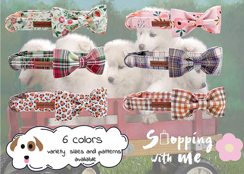 Dog Collar with Bow, Comfotable Dog Bowtie, Bowtie Dog Collar Adjustable Dog Collars for Small Medium Large Dogs and Cats