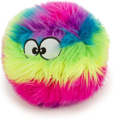 Furballz Squeaky Plush Ball Dog Toy, Chew Guard Technology - Rainbow, Large