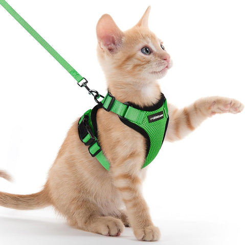 Cat Harness and Leash for Walking, Escape Proof Soft Adjustable Vest Harnesses for Cats, Easy Control Breathable Reflective Strips Jacket, Black, S