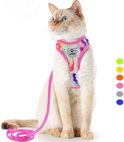 Cat Harness and Leash Escape Proof for Walking, Adjustable Cat Vest Harness and Leash Set for Large and Small Cats Kittens