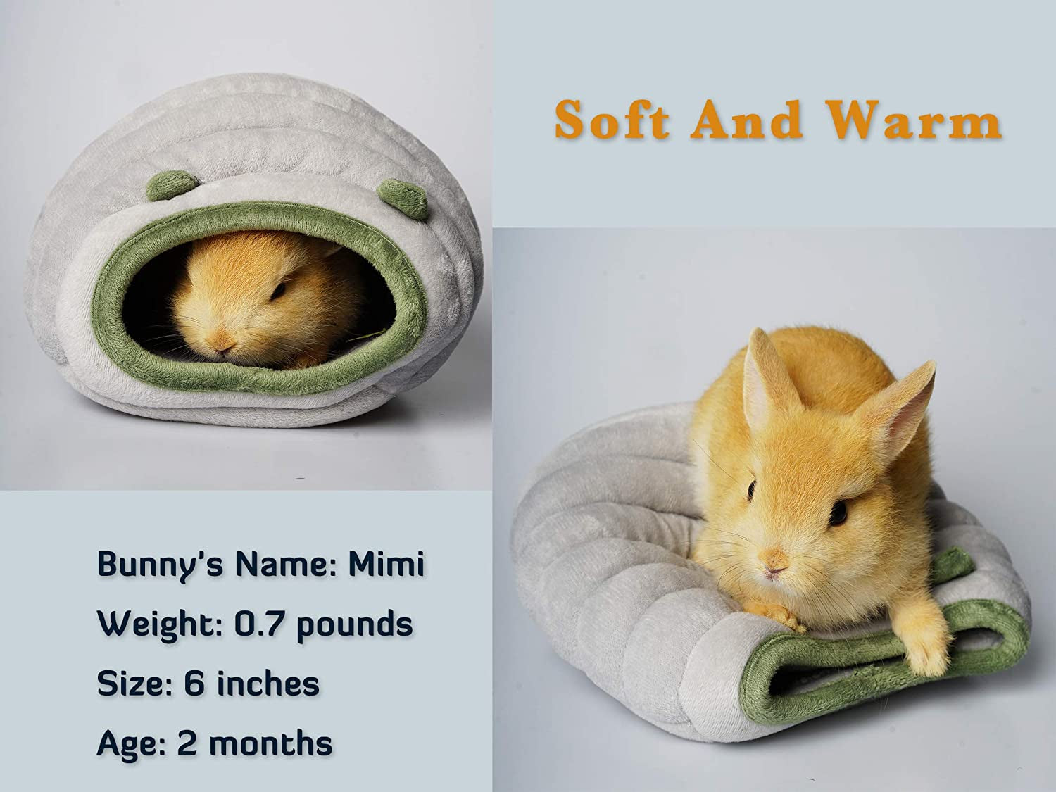 Small Animals Cave Beds, Hamster Hideout，Cozy House Bedding for Rats Hedgehog Sugar Glider, Caterpillar Shaped Small Pet House (Green)