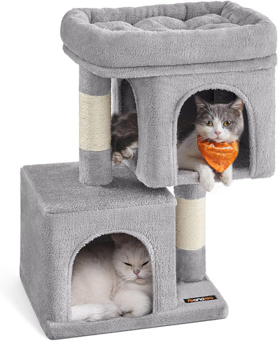 Woodywonders Cat Tree, 65-Inch Modern Cat Tower for Indoor Cats, Multi-Level Cat Condo with 5 Scratching Posts, Perch, Washable Removable Cushions, Cat Furniture, Rustic Brown UPCT166X01