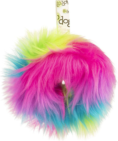 Furballz Squeaky Plush Ball Dog Toy, Chew Guard Technology - Rainbow, Large