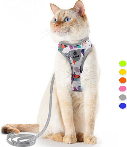 Cat Harness and Leash Escape Proof for Walking, Adjustable Cat Vest Harness and Leash Set for Large and Small Cats Kittens