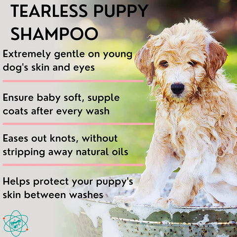 16 Fl Oz Tearless Puppy Shampoo and Conditioner - anti Itch Dog Shampoo Sensitive Skin - Coconut Oil Oatmeal Pet Shampoo for Puppies