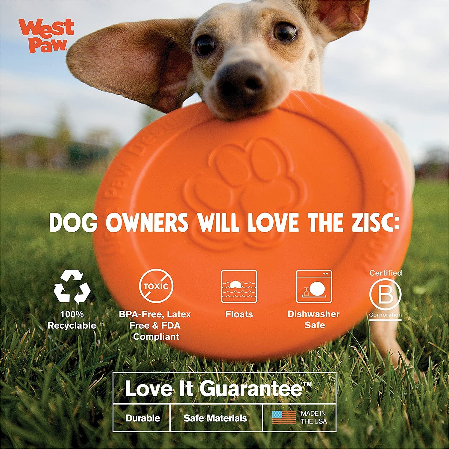 Zogoflex Zisc Dog Flying Disc, High Flying Aerodynamic Disc for Dogs Puppy – Lightweight, Floatable Disc for Fetch, Tug of War, Catch, Play – Doubles as Food/Water Bowl, Large 8.5", Tangerine