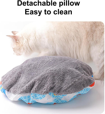 Cat Cave Bed, Soft Plush Cat Bed House, Warm Cozy Cat Hideaway Bed, Comfortable and Roomy Indoor Pet Cave, Washable Kitten Bed Cave with Removable Cushioned Pillow, Self Warming Cat House Tent