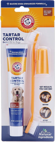 for Pets Tartar Control Kit for Dogs | Contains Toothpaste, Toothbrush & Fingerbrush | Reduces Plaque & Tartar Buildup, 3-Piece Kit, Banana Mint Flavor