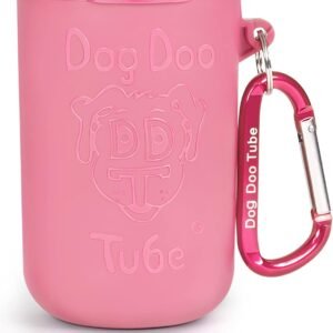 Dog Filled Waste Bag Holder – Reusable Dog Poop Tube Keeps in Odors & Germs, Portable & Durable (Pink)