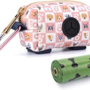 Dog Poop Bag Dispenser – Portable Dog Waste Bag Holder with Carabiner Clip, Attaches to Leash, Includes 1 Free Roll