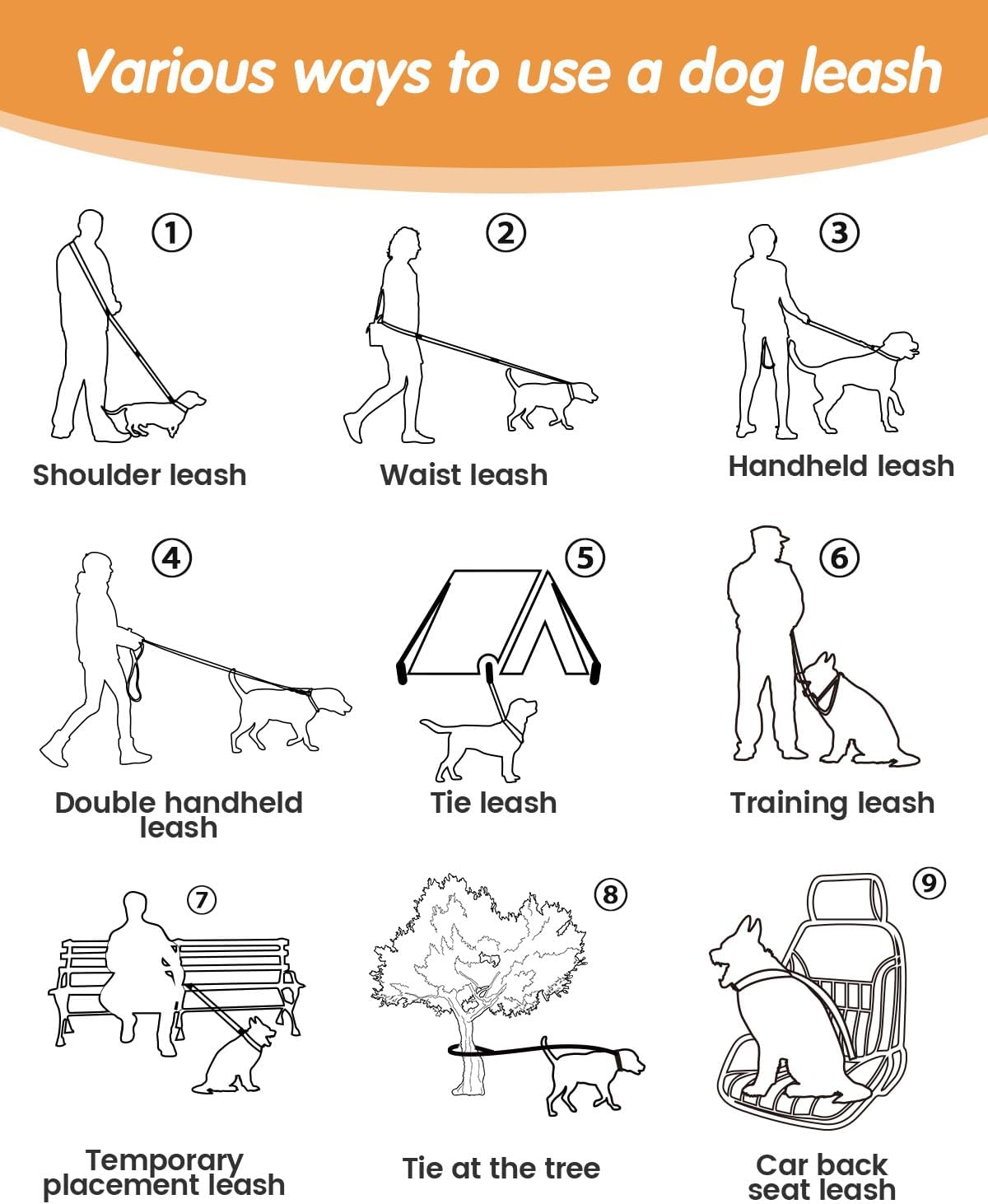 Hands Free Dog Leash Multifunctional Crossbody Dog Leash, 5.9-9.5Ft Long Waist Belt - Image 5