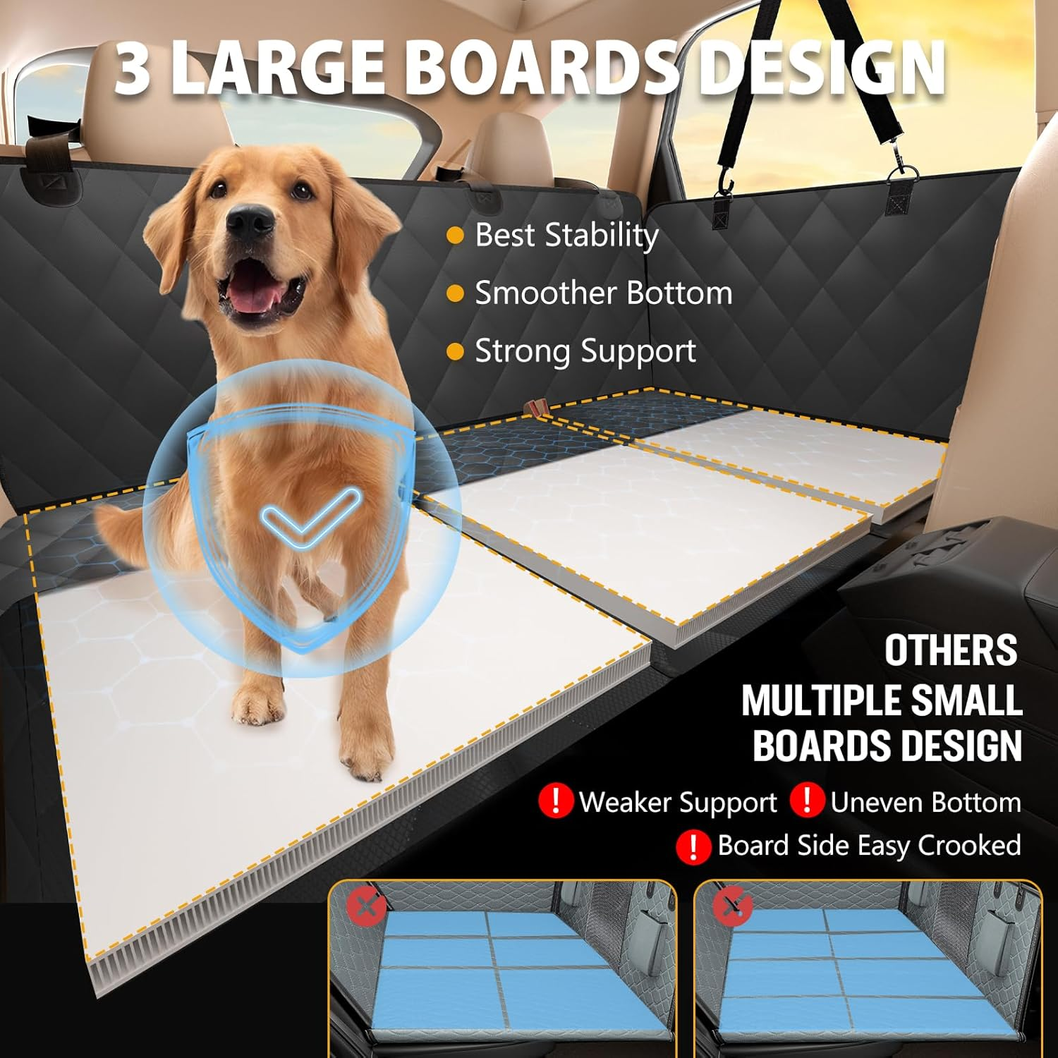 Back Seat Extender for Dogs Large Space Dog Car Seat Cover Hard Bottom Holds 420Lbs - Image 3