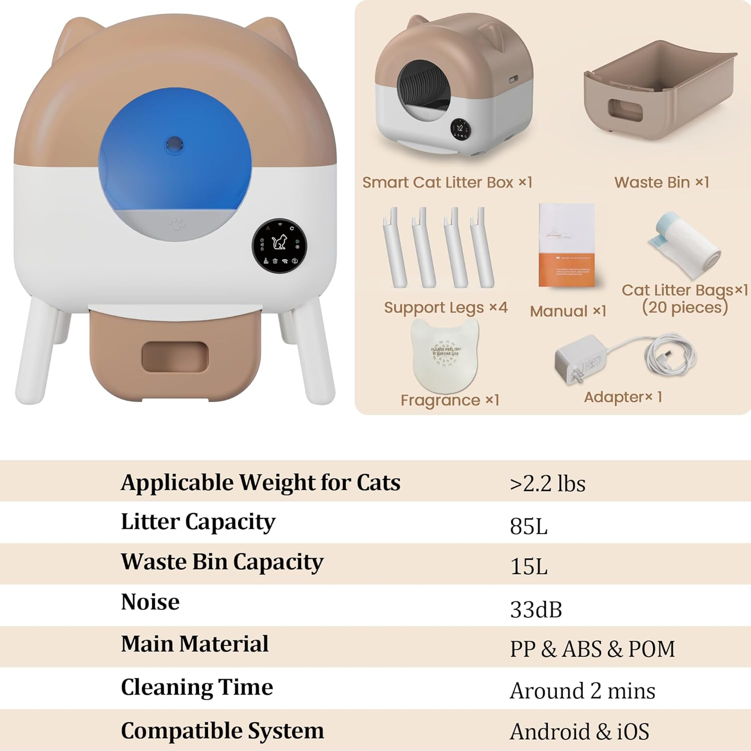 Self Cleaning Litter Box Large Capacity Automatic Litter Box for Multiple Cat, App-Controlled - Image 7