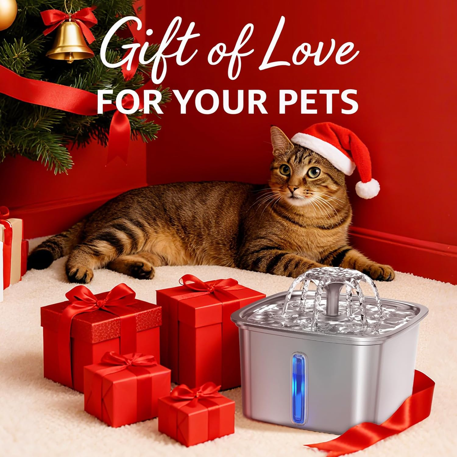 Innovation Award Winner Stainless Steel Cat Water Fountain, 95Oz/2.8L Automatic Pet Fountain - Image 9
