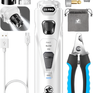 Dog Nail Grinder with 2 LED Lights Powerful 2 Speeds Super Quiet Dog Nail Trimmers