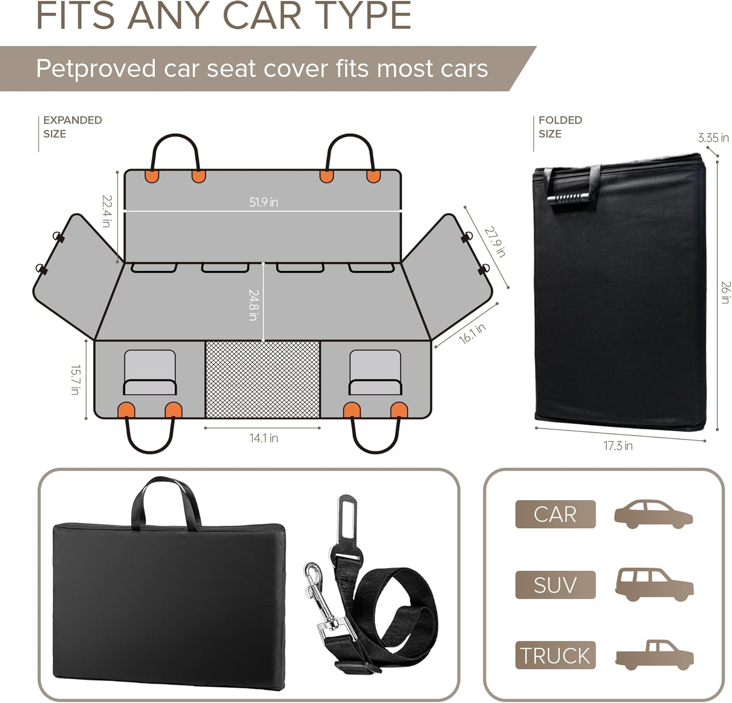 Back Seat Extender for Dogs Heavy Duty Dog Car Seat Cover for Back Seat - Image 6