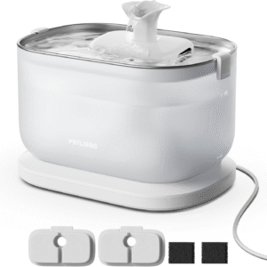Cat Water Fountain Cat Fountain Indoor Stainless Steel Tray, 2.5L/84Oz Wireless Pump