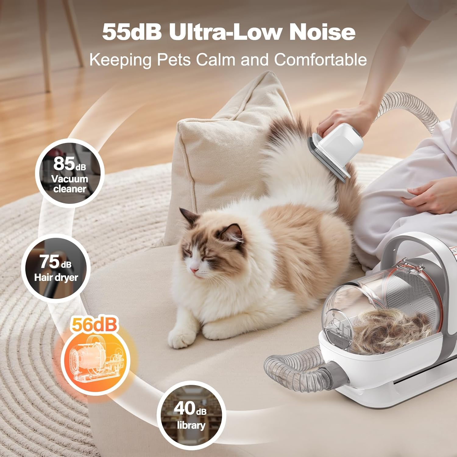 6-In-1 Dog Grooming Kit Pet Grooming Vacuum for Shedding Dog Hair Vacuum with Nail Clipper - Image 5