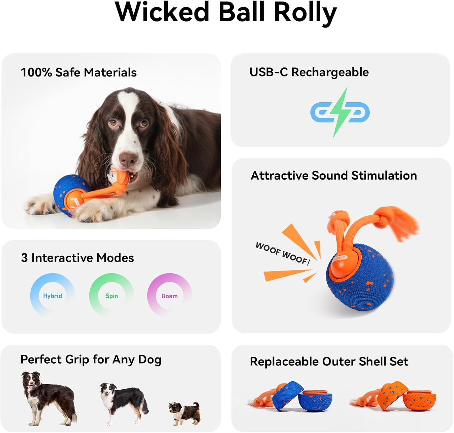 Smart Interactive Dog Toy, Wicked Ball Rolly, Automatic Moving, Bouncing, Rotating - Image 3